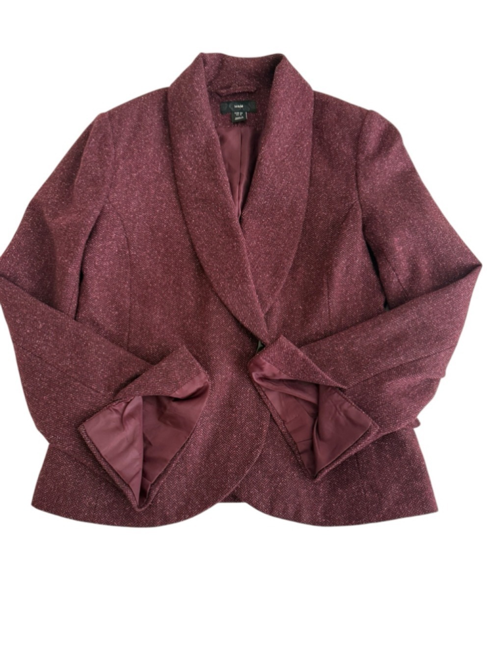 Women’s H&M Burgundy/Wine Herringbone Wool Blend Blazer Size 8